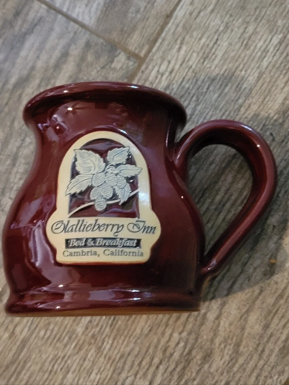 Deneen Pottery OLALLIEBERRY INN Cambria Calif Souvenir Round Belly Mug Handmade